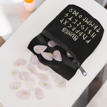 Rose Quartz Rune Set &ldquo;Scandinavian Magic&rdquo;