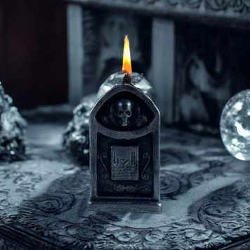 Candle "Tombstone with Skull"