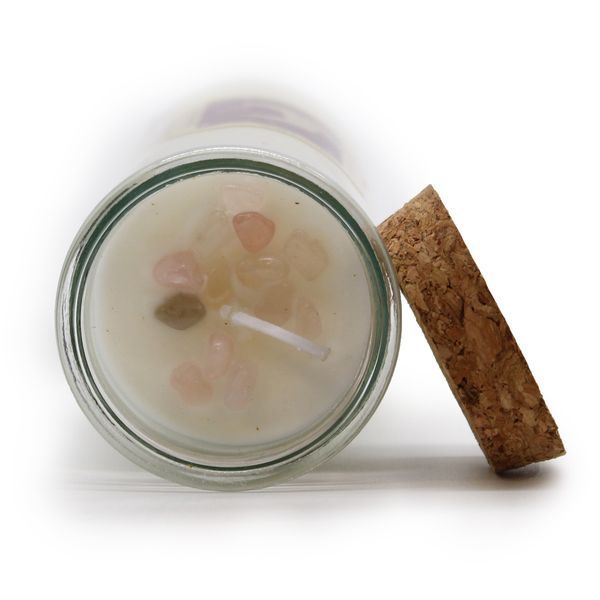 &ldquo;Love&rdquo; Glass Spell Candle with Rose Quartz