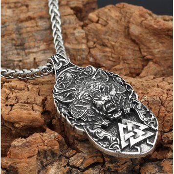 Runic Amulet "Wolf with Valknut"