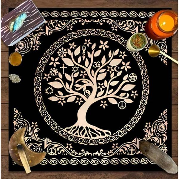Large altar cloth "Tree of Life with Magical Symbols"