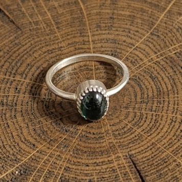 Sterling silver ring with sapphire (size 17.5)