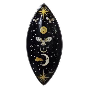 Aroma stick holder "Boat" wide with an owl in the night sky