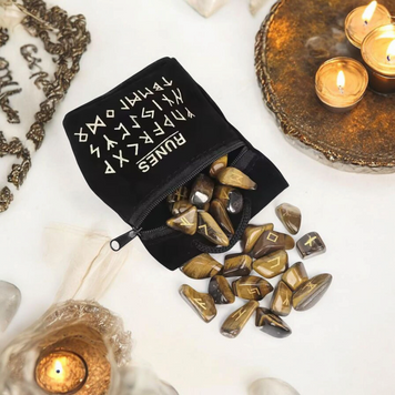 Tiger&rsquo;s Eye Rune Set &ldquo;Scandinavian Magic&rdquo;
